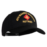 4th Marine Division Retired Embroidered 6 Panel Structured Cotton Twill Cap Made in USA - Black OSFM