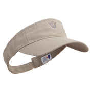 Silver Trident Embroidered Cotton Twill Washed Soft Visors - Khaki OSFM