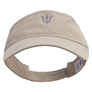 Silver Trident Embroidered Cotton Twill Washed Soft Visors - Khaki OSFM