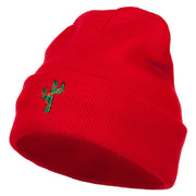 Christmas Cactus Embroidered Long Beanie