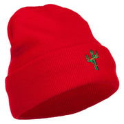 Christmas Cactus Embroidered Long Beanie