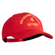 4th Marine Division Retired Embroidered 6 Panel Structured Cotton Twill Cap Made in USA - Red OSFM
