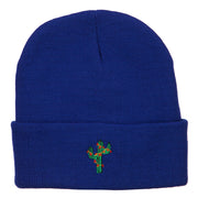 Christmas Cactus Embroidered Long Beanie