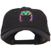 Mardi Gras Half Face Mask Embroidered Washed Cap