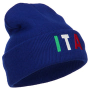 Italy ITA Flag Embroidered Long Beanie