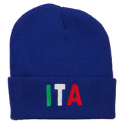 Italy ITA Flag Embroidered Long Beanie