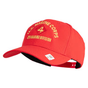 U.S. Marine Corps 4th Marine Division Embroidered 6 Panel Structured Cotton Twill Cap Made in USA - Red OSFM