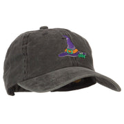 Witch Hat and Frog Embroidered Unstructured Cotton Cap