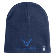 US Air Force with Wing Symbol Embroidered 8" Short Beanie - Navy OSFM