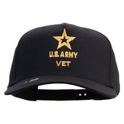 Licensed Star US Army Veteran Military Embroidered Solid Cotton Twill 5 Panel Prostyle Snap Cap - Black OSFM