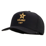 Licensed Star US Army Veteran Military Embroidered Solid Cotton Twill 5 Panel Prostyle Snap Cap - Black OSFM