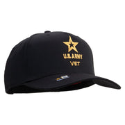 Licensed Star US Army Veteran Military Embroidered Solid Cotton Twill 5 Panel Prostyle Snap Cap - Black OSFM