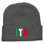 Italy ITA Flag Embroidered Long Beanie