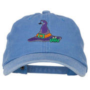 Witch Hat and Frog Embroidered Unstructured Cotton Cap