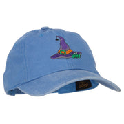 Witch Hat and Frog Embroidered Unstructured Cotton Cap