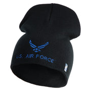 US Air Force with Wing Symbol Embroidered 8" Short Beanie - Black OSFM
