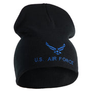 US Air Force with Wing Symbol Embroidered 8" Short Beanie - Black OSFM