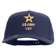 Licensed Star US Army Veteran Military Embroidered Solid Cotton Twill 5 Panel Prostyle Snap Cap - Navy OSFM