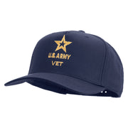 Licensed Star US Army Veteran Military Embroidered Solid Cotton Twill 5 Panel Prostyle Snap Cap - Navy OSFM