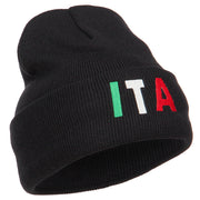 Italy ITA Flag Embroidered Long Beanie