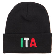 Italy ITA Flag Embroidered Long Beanie