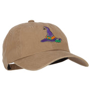 Witch Hat and Frog Embroidered Unstructured Cotton Cap