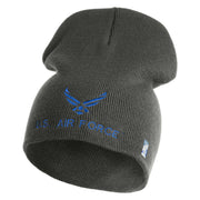 US Air Force with Wing Symbol Embroidered 8" Short Beanie - Charcoal OSFM