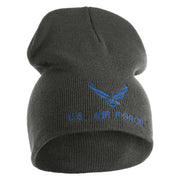 US Air Force with Wing Symbol Embroidered 8" Short Beanie - Charcoal OSFM