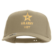 Licensed Star US Army Veteran Military Embroidered Solid Cotton Twill 5 Panel Prostyle Snap Cap - Khaki OSFM