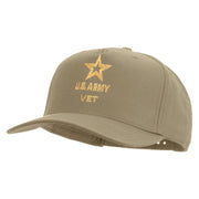Licensed Star US Army Veteran Military Embroidered Solid Cotton Twill 5 Panel Prostyle Snap Cap - Khaki OSFM