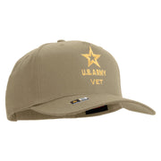 Licensed Star US Army Veteran Military Embroidered Solid Cotton Twill 5 Panel Prostyle Snap Cap - Khaki OSFM