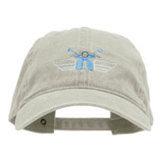 Italian Scooter Embroidered Washed Cotton Brass Buckle Cap