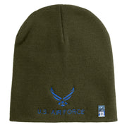 US Air Force with Wing Symbol Embroidered 8" Short Beanie - Olive OSFM