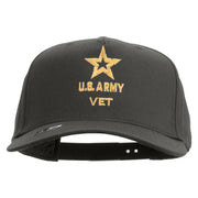Licensed Star US Army Veteran Military Embroidered Solid Cotton Twill 5 Panel Prostyle Snap Cap - Charcoal OSFM