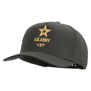 Licensed Star US Army Veteran Military Embroidered Solid Cotton Twill 5 Panel Prostyle Snap Cap - Charcoal OSFM