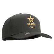 Licensed Star US Army Veteran Military Embroidered Solid Cotton Twill 5 Panel Prostyle Snap Cap - Charcoal OSFM