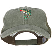 Trout Embroidered Washed Trucker Cap