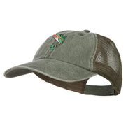 Trout Embroidered Washed Trucker Cap