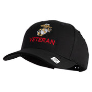 Marine Veteran Embroidered 6 Panel Structured Cotton Twill Cap Made in USA - Black OSFM