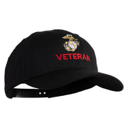 Marine Veteran Embroidered 6 Panel Structured Cotton Twill Cap Made in USA - Black OSFM
