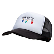 Let's Get Lit Embroidered Foam Panel Mesh Snapback - Black-White OSFM