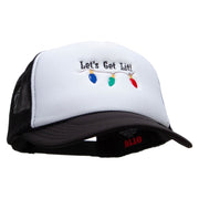 Let's Get Lit Embroidered Foam Panel Mesh Snapback - Black-White OSFM