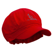 Kangaroo Embrodiered Cotton Elastic Newsboy Cap - Red OSFM