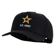 Licensed Star US Army Embroidered Solid Cotton Twill 5 panel Mesh Back Cap - Black OSFM