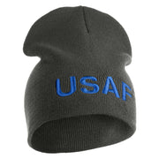 USAF Blue Letter Symbol Embroidered 8" Short Beanie - Charcoal OSFM