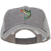 Trout Embroidered Washed Trucker Cap