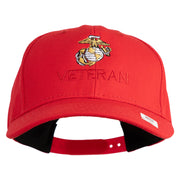 Marine Veteran Embroidered 6 Panel Structured Cotton Twill Cap Made in USA - Red OSFM