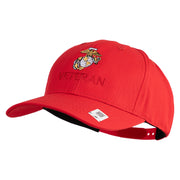 Marine Veteran Embroidered 6 Panel Structured Cotton Twill Cap Made in USA - Red OSFM