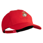 Marine Veteran Embroidered 6 Panel Structured Cotton Twill Cap Made in USA - Red OSFM
