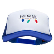 Let's Get Lit Embroidered Foam Panel Mesh Snapback - Royal-White OSFM